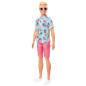 Preview: Barbie Ken Fashionistas Doll 152 with Sculpted Blonde Hair Wearing Blue Tropical-Print Shirt, Coral Shorts, White Shoes & White Sunglasses