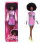 Preview: Barbie Fashionistas  with Brunette Afro & Blue Lips Wearing Graphic Coat Dress & Yellow Shoes