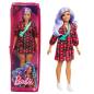 Preview: Barbie Fashionistas Doll 157, Curvy with Lavender Hair Wearing Red Plaid Dress, White Cowboy Boots & Teal Cross-Body Cactus Bag