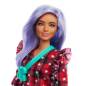 Preview: Barbie Fashionistas Doll 157, Curvy with Lavender Hair Wearing Red Plaid Dress, White Cowboy Boots & Teal Cross-Body Cactus Bag