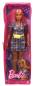 Preview: Fashionistas Barbie 161, Curvy with Orange Hair Wearing Pink Plaid Dress, Black Boots & Yellow Fanny Pack