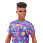 Preview: Barbie Ken Fashionistas Doll 162 with Rooted Brunette Hair Wearing Graphic Purple Top, Shorts & Yellow Shoes