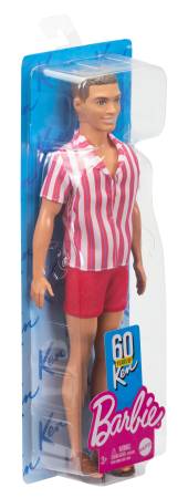 Ken 60th Anniversary Doll  in Throwback Beach Look with Swimsuit & Sandals