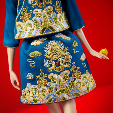 Barbie  Guo Pei Lunar New Year Collectible In Blue Brocade