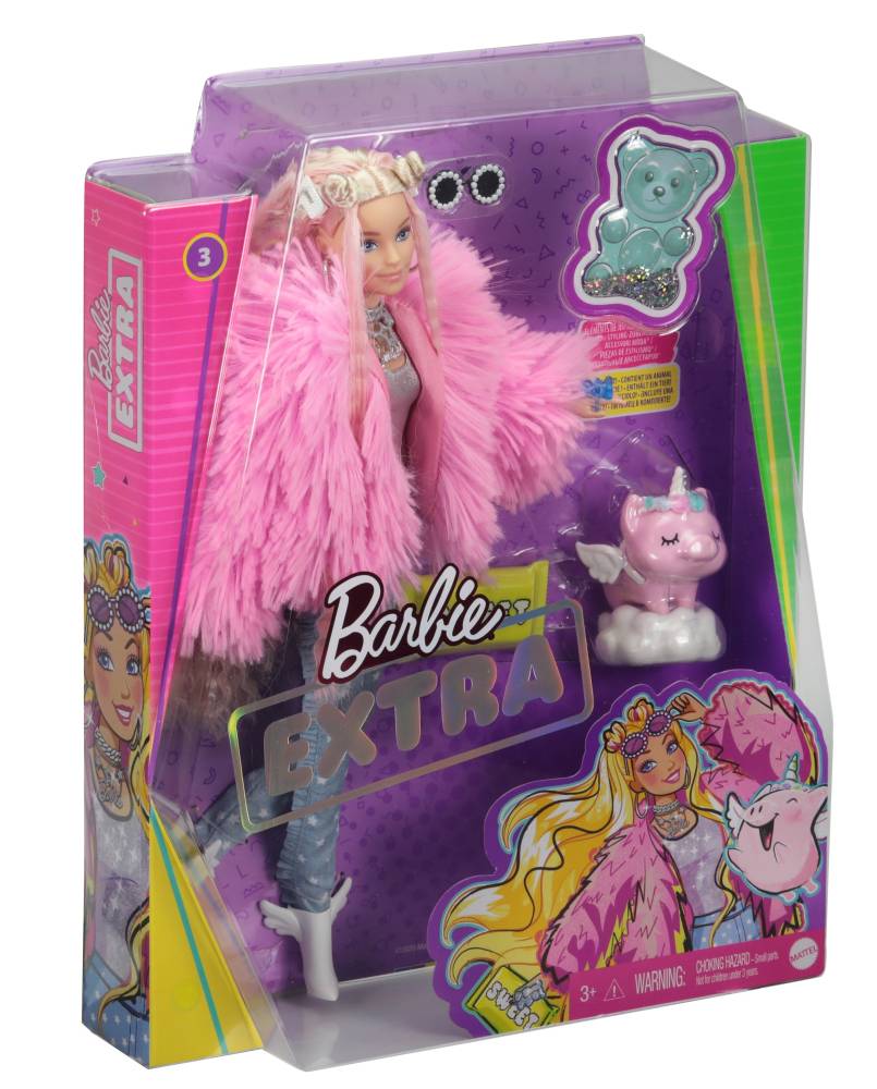 Extra Doll 3 in Pink Coat with Pet Unicorn-Pig for Kids 3 Years Old & Up