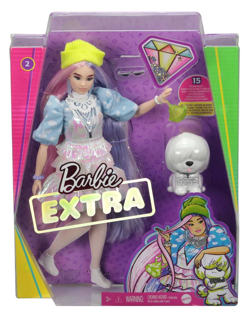 Extra Doll 2 in Shimmery Look with Pet Puppy for Kids 3 Years Old & Up