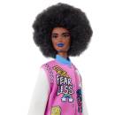 Barbie Fashionistas  156 with Brunette Afro & Blue Lips Wearing Graphic Coat Dress & Yellow Shoes